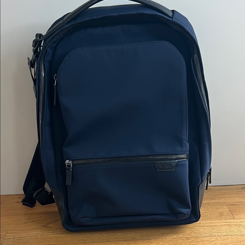 Tumi Navy Blue Nylon & Leather Backpack